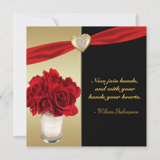 Convites Rosas vermelhas e Corações, Casamento Dourado e Pr