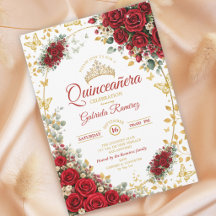Rosas Vermelhas Elegantes Borboletas Douradas Quin