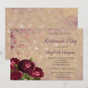 Convites Rosas Vermelhas Elegantes Caindo Folhas Aposentado