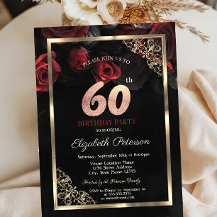 Convites Rosas Vermelhas Elegantes Enquadram 60º Aniversári