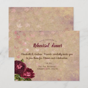 Convites Rosas Vermelhas Elegantes Folhas Caindo