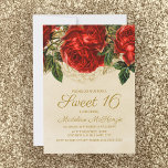 Convites Rosas vermelhas Elegantes Tan Sweet 16 Aniversário<br><div class="desc">Rosas vermelhas lindas e elegantes no aniversário brando Convite 16/16 festa de aniversário 5 x7</div>