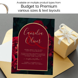 Convites Rosas Vermelhas Escuras Floresta Verde Casamento d