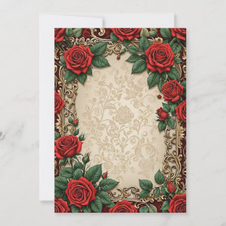 Convites Rosas Vermelhas Fundo Floral de Pergaminho Casamen