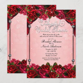 Convites Rosas Vermelhas & Glamour Rosa Floral Chá de Noiva