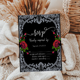 Convites Rosas Vermelhas,Listras Gótico  RSVP