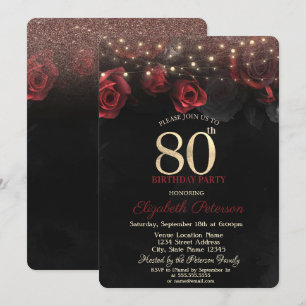 Convites Rosas vermelhas,Luzes de Corda Brilhantes 80 Anive