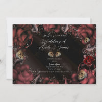Rosas Vermelhas Marrom Ferrugem & Caveiras Casamen