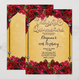 Convites Rosas Vermelhas Ouro Amarelo Rosa Quinceañera 15 A