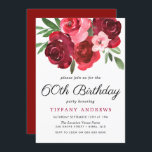 Convites Rosas vermelhas românticas com aquarela 60.a Festa<br><div class="desc">Rosas vermelhas Românticas com Aquarela Mulher 60º Convite de aniversário Consulte coleção correspondente no repositório</div>