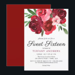 Convites Rosas vermelhas Românticas de Aquarela Sweet 16 In<br><div class="desc">Watercolor Romantic Rosa vermelha Sweet 16 Convidar Consulte coleção correspondente no repositório</div>