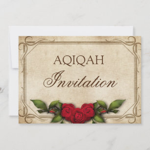 Convites Rosas vermelhas Russas Vintage Garota Aqiqah