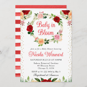 Convites Rosas vermelhos e laranja Flores Chá de fraldas de