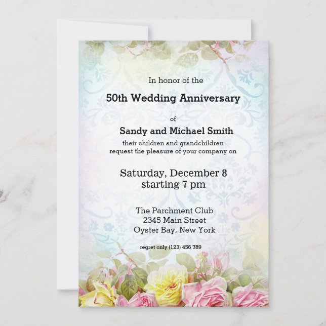 Convites Rosas Vintage (Frente)