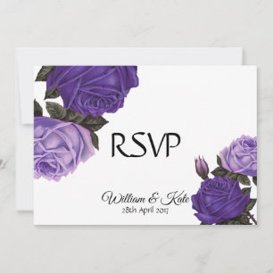 Convites Rosas violeta ultra roxas de dupla face RSVP Casam