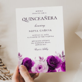 Convites Rosas Violetas Lilases Roxos Quinceanera Floral