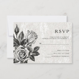 Convites Rosas Vitorianas Marginais RSVP Preto e Branco
