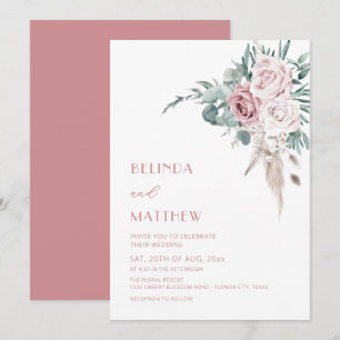 Convites Rosas Watercolor Boho Modernas 