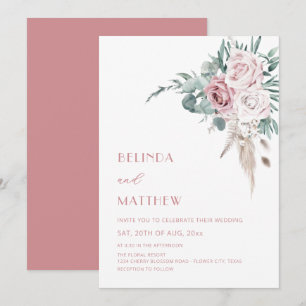 Convites Rosas Watercolor Boho Modernas
