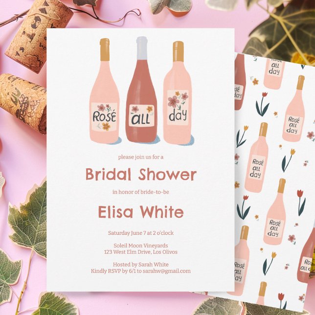 Convites Rosé All Day Winery Chá de panela Cuja Personaliza (Rosé All Day Winery Bridal Shower Cute Custom Invitation
Wine Bachelorette Hen Party Birthday)