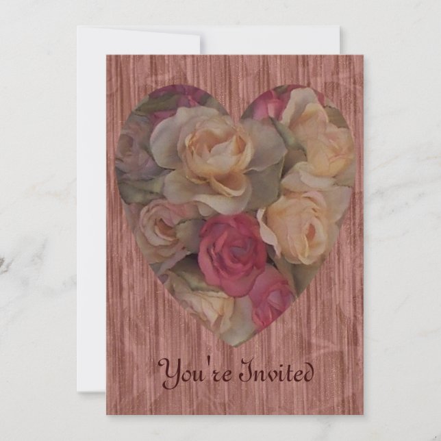 Convites Rose Bouquet Heart (Frente)