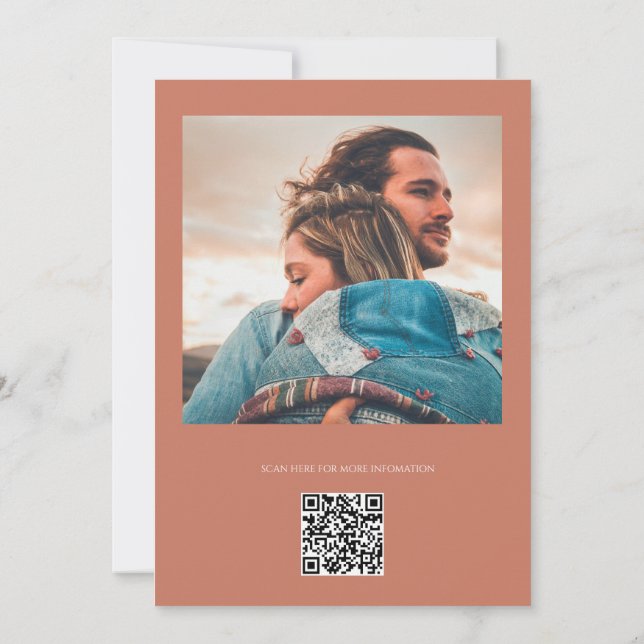 Convites Rose Copper Minimalist Modern Calligraphy Wedding (Verso)