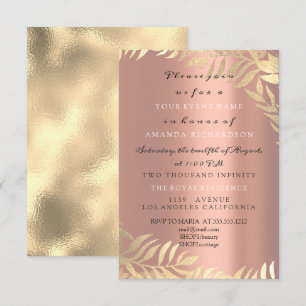 Convites Rose Dourada da Selva Rosa Dourado Elegante Noivad