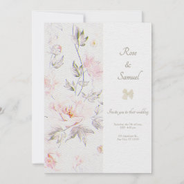 Convites Rose Floral Chic Paper Textured Wedding 