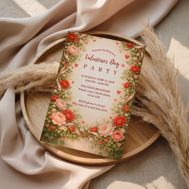 Convites Rose Garden Valentine Party (Criador carregado)