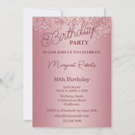 Convites Rose Gold 80th Birthday Party 