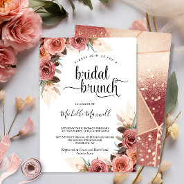 Convites Rose Gold, Blush Pampas Grama Floral Brunch Nupcia