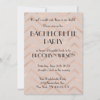 Convites Rose Gold Chevron Bachelorette Party Invite