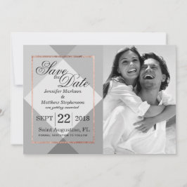 Convites Rose Gold Cinza Geo Save the Dates