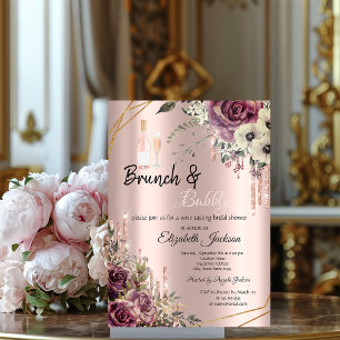 Convites Rose Gold Drips Floral Chá de Bebê de Noiva
