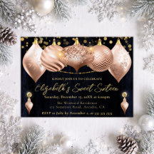 Rose Gold e Dourado Enfeites de Natal Sweet 16