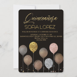 Convites Rose Gold Glitter Elegant Quinceañera 