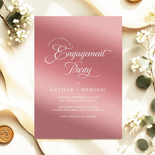 Convites Rose Gold Gradient Modern Engagement Party (Criador carregado)