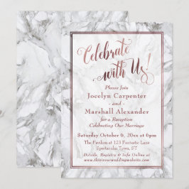Convites Rose Gold Marble Celebre Conosco Recepção Apenas