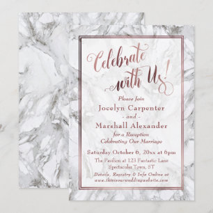 Convites Rose Gold Marble Celebre Conosco Recepção Apenas