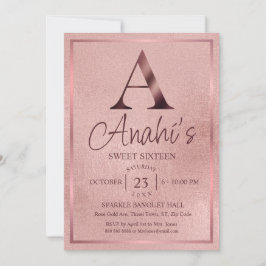 Convites Rose Gold Monograma Doce Dezesseis