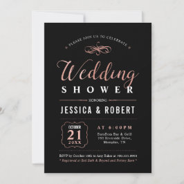 Convites Rose Gold & Preto | Chuveiro de Casamento de Casai