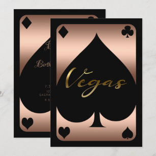 Convites Rose Gold Spade Casino Las Vegas 21º Aniversário