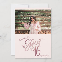 Convites Rose Gold Sweet 16 Thank you card Template