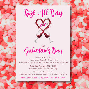 Convites Rosé Moderno Todo o Dia Galentine's Dia dos Namora