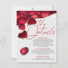 Convites Rose Petals Wedding Details Card