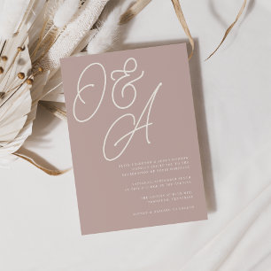 Convites Rose Taupe Script Watermark Monogram Wedding