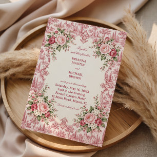 Convites Rose Toile Encontra Charme de Castelo