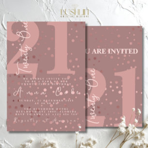 Convites Rosegold Glitter Birthday - Festa de Glória
