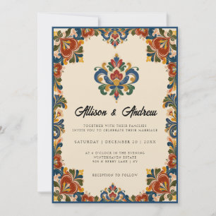 Convites Rosemaling Norueguês Casamento