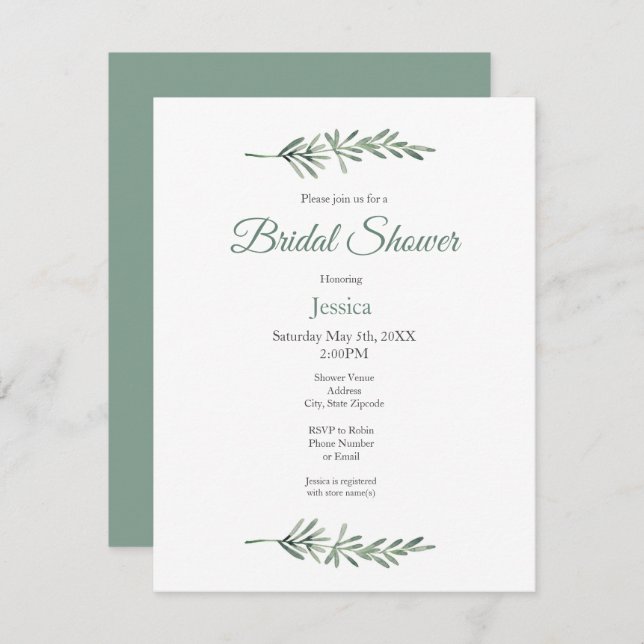 Convites Rosemary de Aquarela (Frente/Verso)